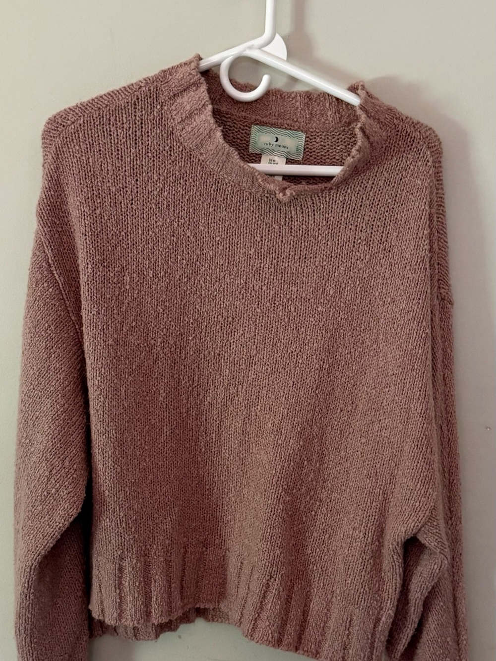 Ruby Moon Dusty Pink Chenille Cropped Sweater Women’s Medium Soft Cozy